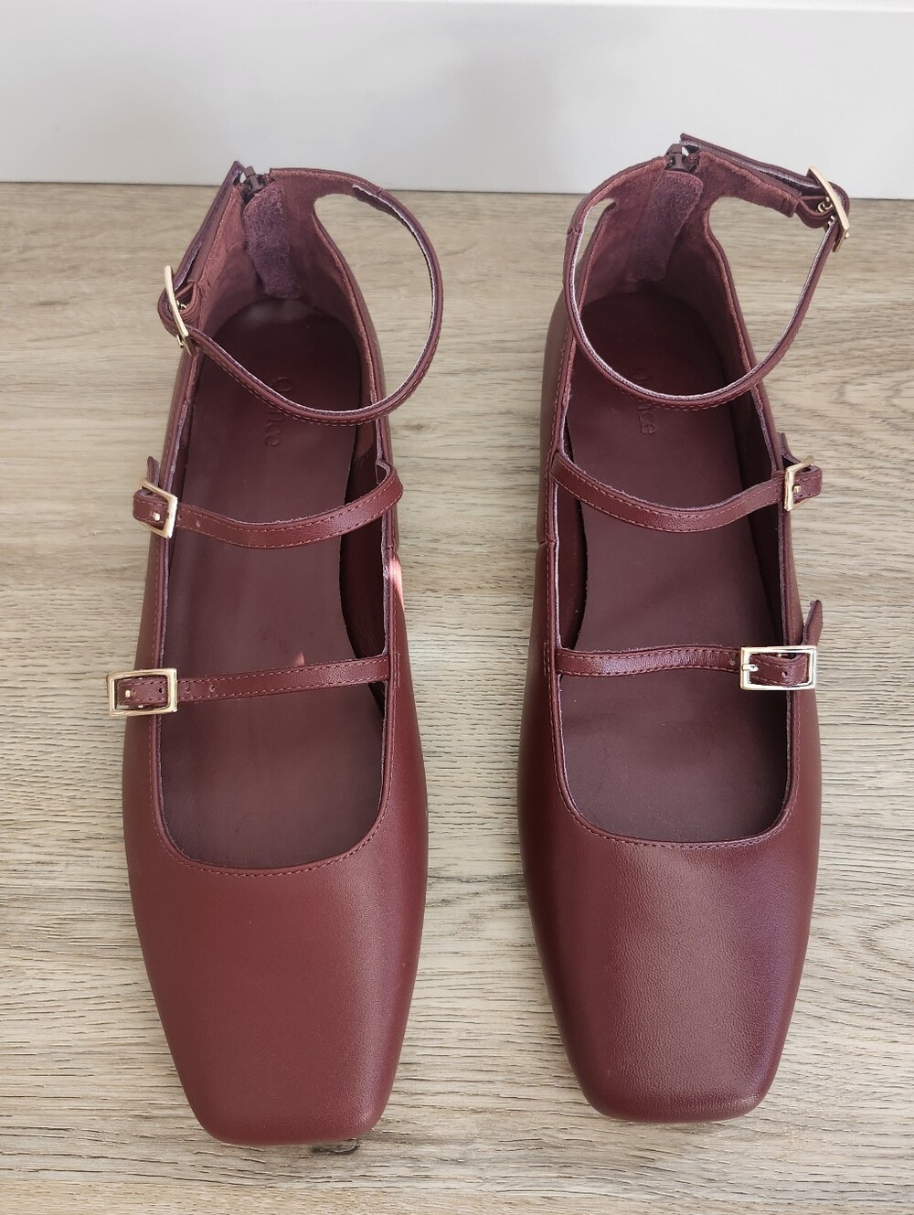 Quince Italian Leather Strappy Ballet Flat, Size 8, Merlot